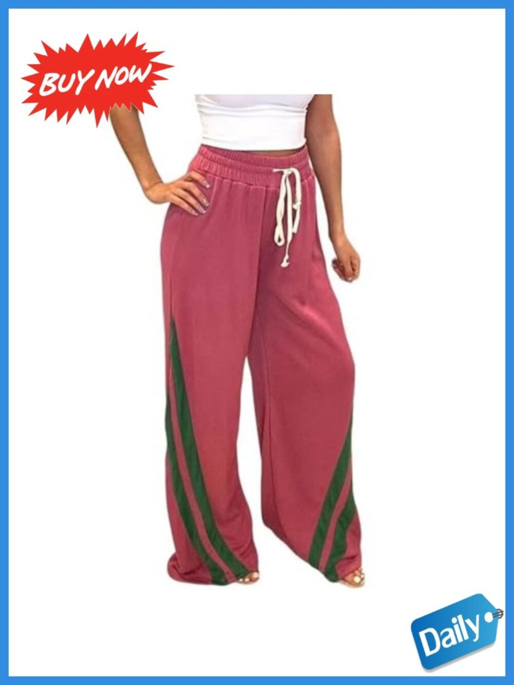 Striped Wide Leg Drawstring Track Pants Sweatpants